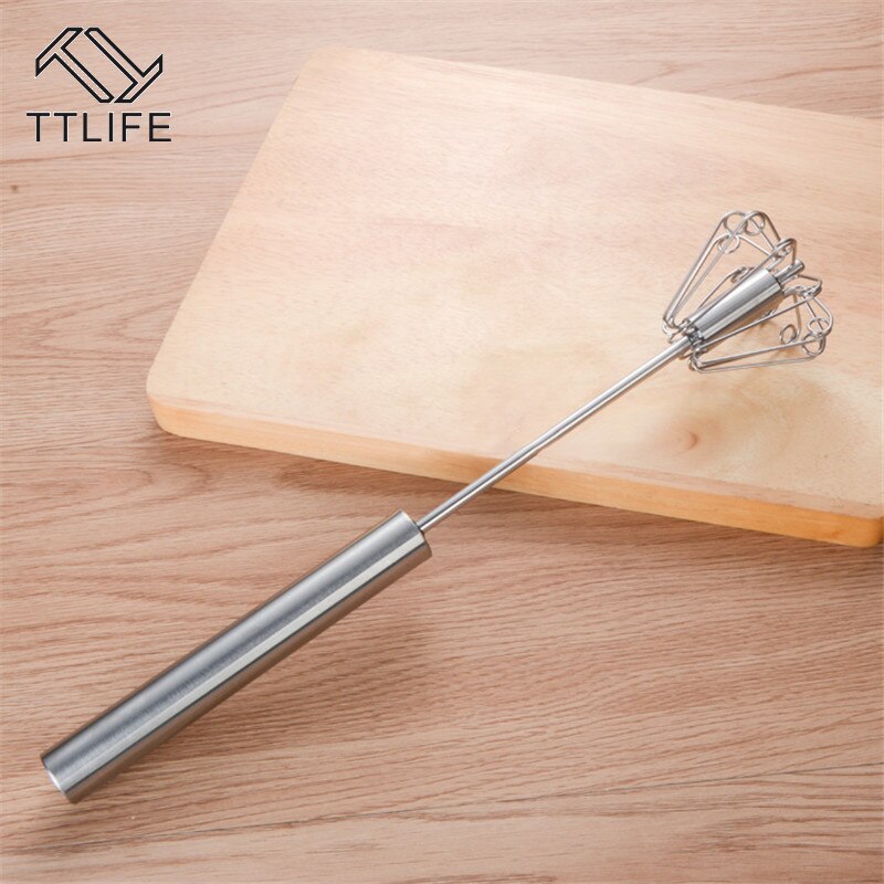 Ttlife roestvrijstalen eierkloppers semi-automatische roterende keukengadgets eierklopper roterende keukenaccessoires gereedschap