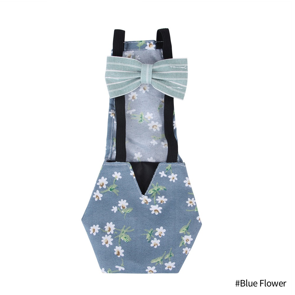 Adjustable Printing Duck Diaper Bowknot Chicken Nappy Clothes Washable Pet Diaper for Farm Goose Duck Chicken Poultry: Blue Flower / S