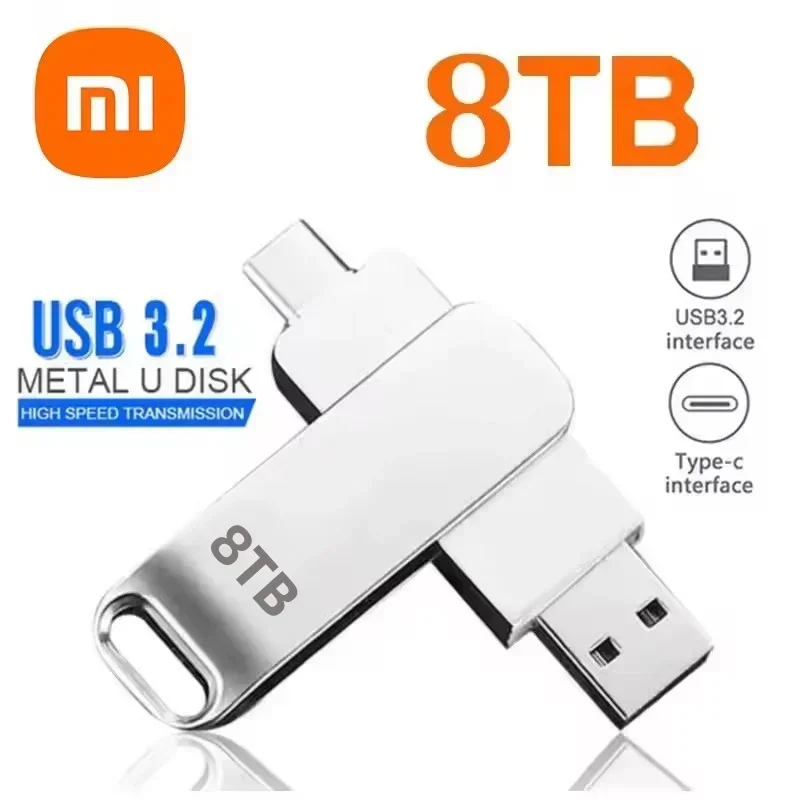 XIAOMI 16TB Flash Drives USB 3.2 High Speed USB Transfer Metal Pendrive Memory Card Pendrive Flash Disk Memoria Waterproof Stick: GRAY
