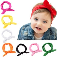 Neue Baby Stirnband Baby Haar Zubehör Sommer Solide Baby Mädchen Stirnbänder Baby Kaninchen Bogen Ohr Stirnband Turban Knoten Kopf Wraps