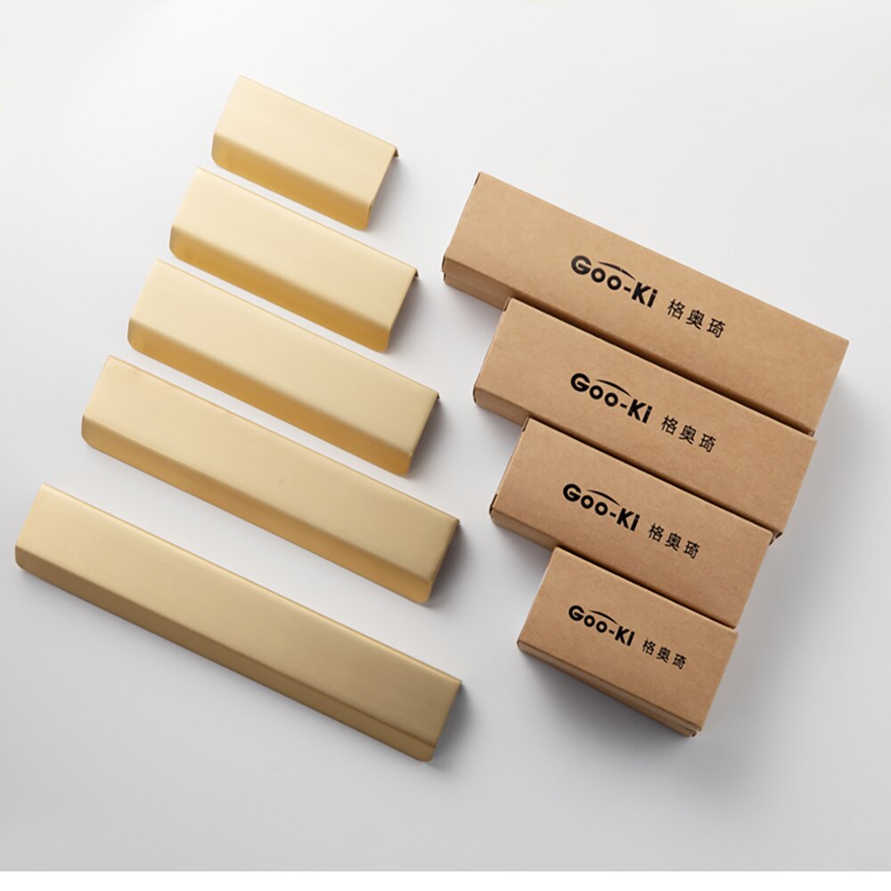 Modern Brass Brushed Hidden Handle Cabinet Handles Sliced Finger Pull Handle Kitchen Cupboard Pulls for Furniture Hardware