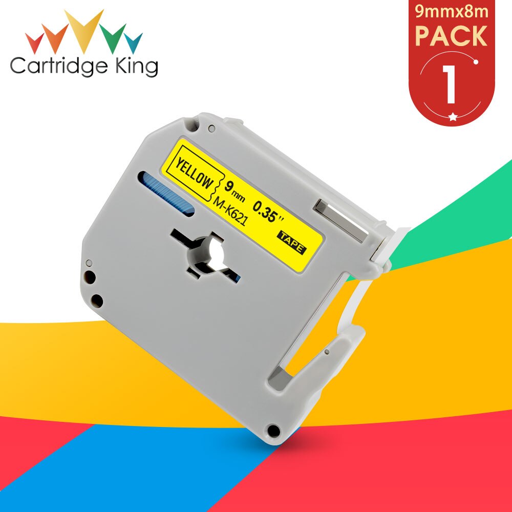 9mm M Tape MK221 Compatible for Brother MK-121 M-K221 MK-421 MK-521 Work for Brother P-touch Label Printer PT-90 PT80 PT70 PT65: Black on Yellow / 9mm