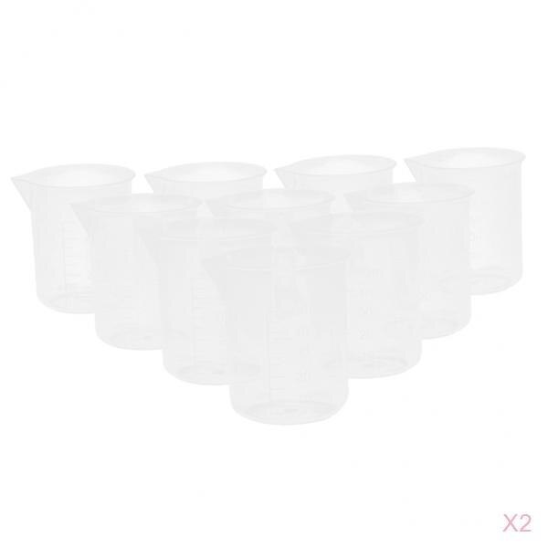 20 Pcs Food Grade Plastic Clear Graduated Measuring Cup Beaker Jug Container for Lab Kitchen Liquid Food Oil Measurement, 50ml