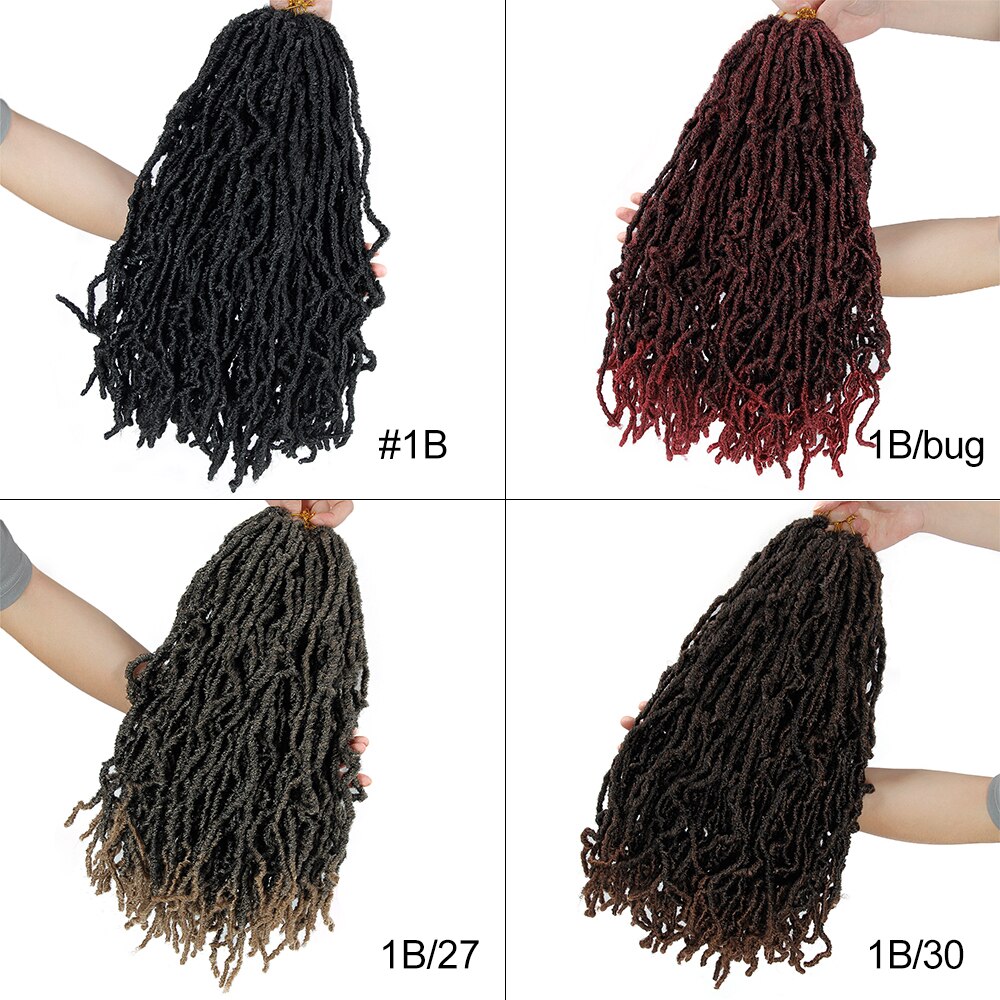 Curly Nu Locs Crochet Hair 18Inch Goddess Faux Locs Braiding Hair Natural Wavy Dreadlocks Synthetic Hair Extensions Hair Braids