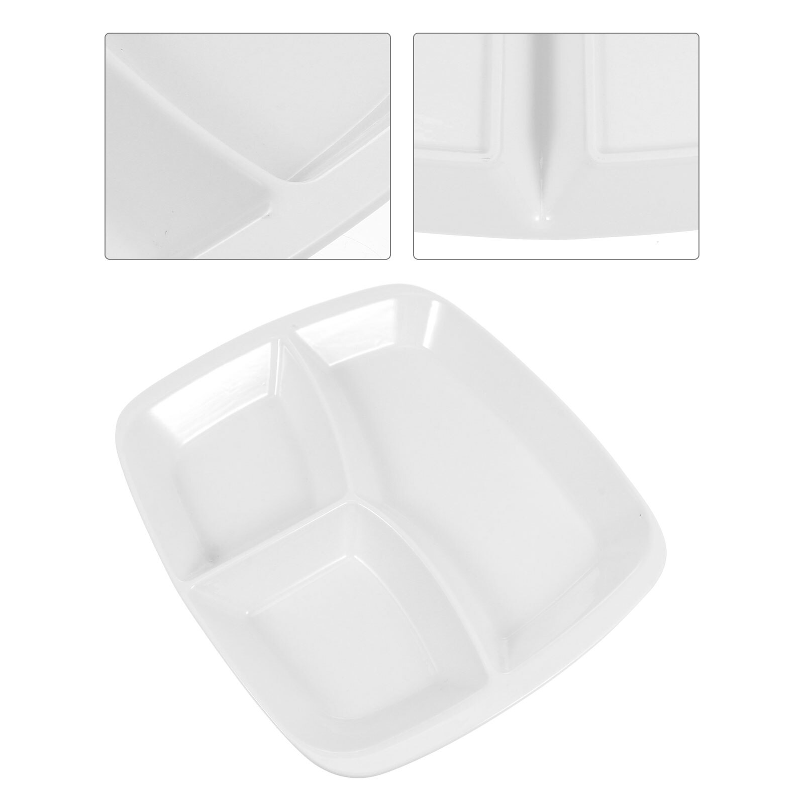 1Pc Ceramic Breakfast Plate Three-grid Plates Quantitative Plate (White): Default Title