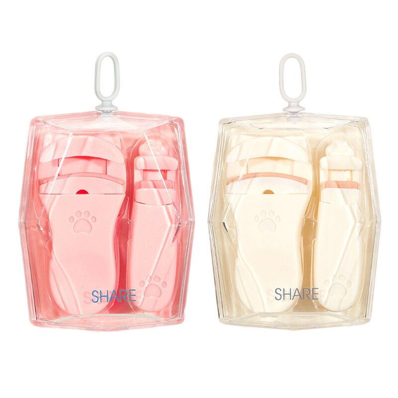 Bigoudi de cils à grand Angle avec patte de chat mignon, avec Mini Clip d'angle partiel, outils de recourbage de cils portables, 2 pièces