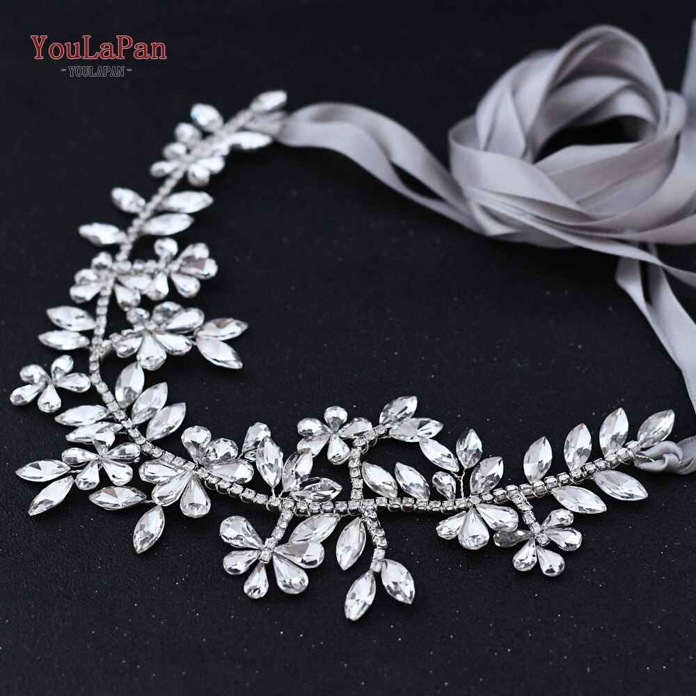 Topqueen  sh239 rhinestone bælter brude rhinestone bryllup bælter sølv bælter til kjoler brudepiger røde kjoler bælte til kvinder: Grå bånd