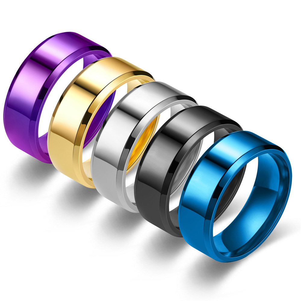 Anillos de acero inoxidable de titanio para hombre y mujer, 7 colores, 8mm, anillo de compromiso de boda cepillado mate, de joyería para pareja