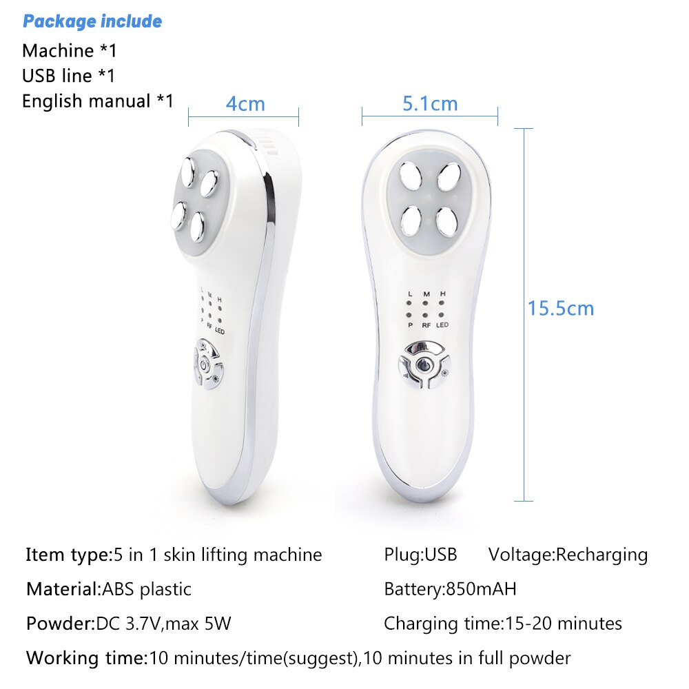 RF EMS Facial Beauty Machine Skin Rejuvenation Radio Frequency Device LED Phototherapy Wrinkle Removal Face Tightening Tools