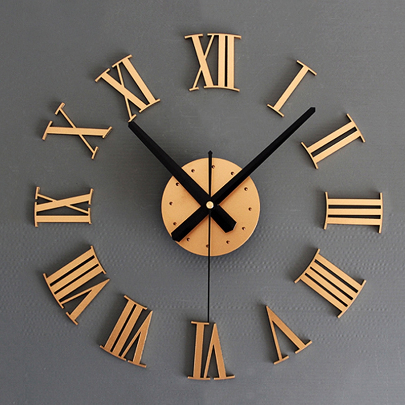 DIY Luxury 3D Roman Numerals Wall Clock Large Size Home Decoration Art Clock