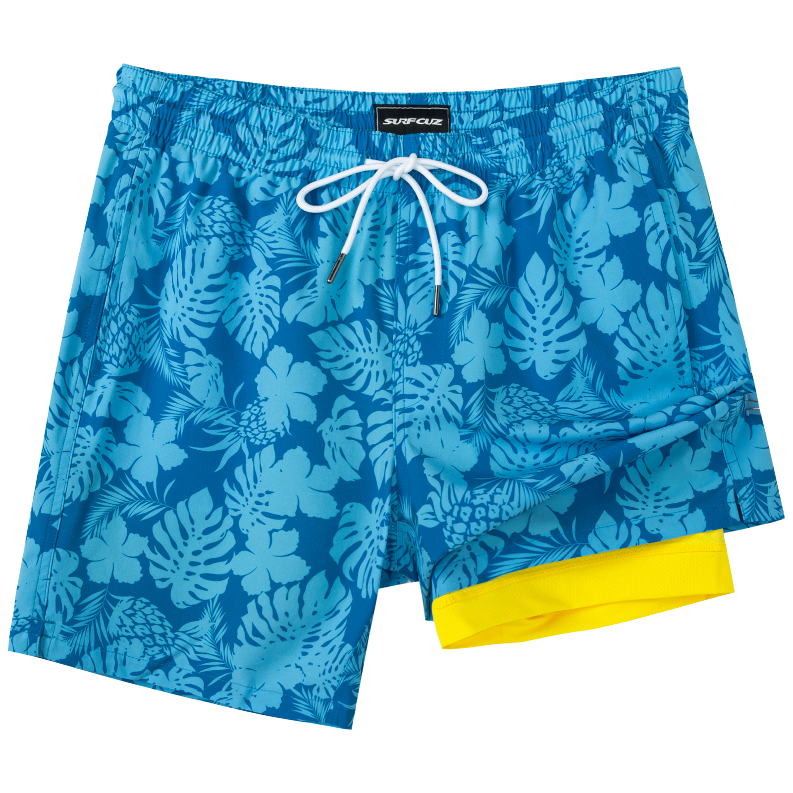 SURF CUZ Mens Swim Trunks with Compression Liner Quick Dry Swim Shorts 7" Swimming Trunks Stretch Bathing Suit Boardshorts