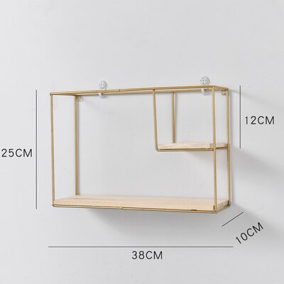 Wooden Gold Storage Racks Hanging Decor Storage Box Flower Pot House Storage Rack Wall Book Figurines Display Crafts Shelves: 7