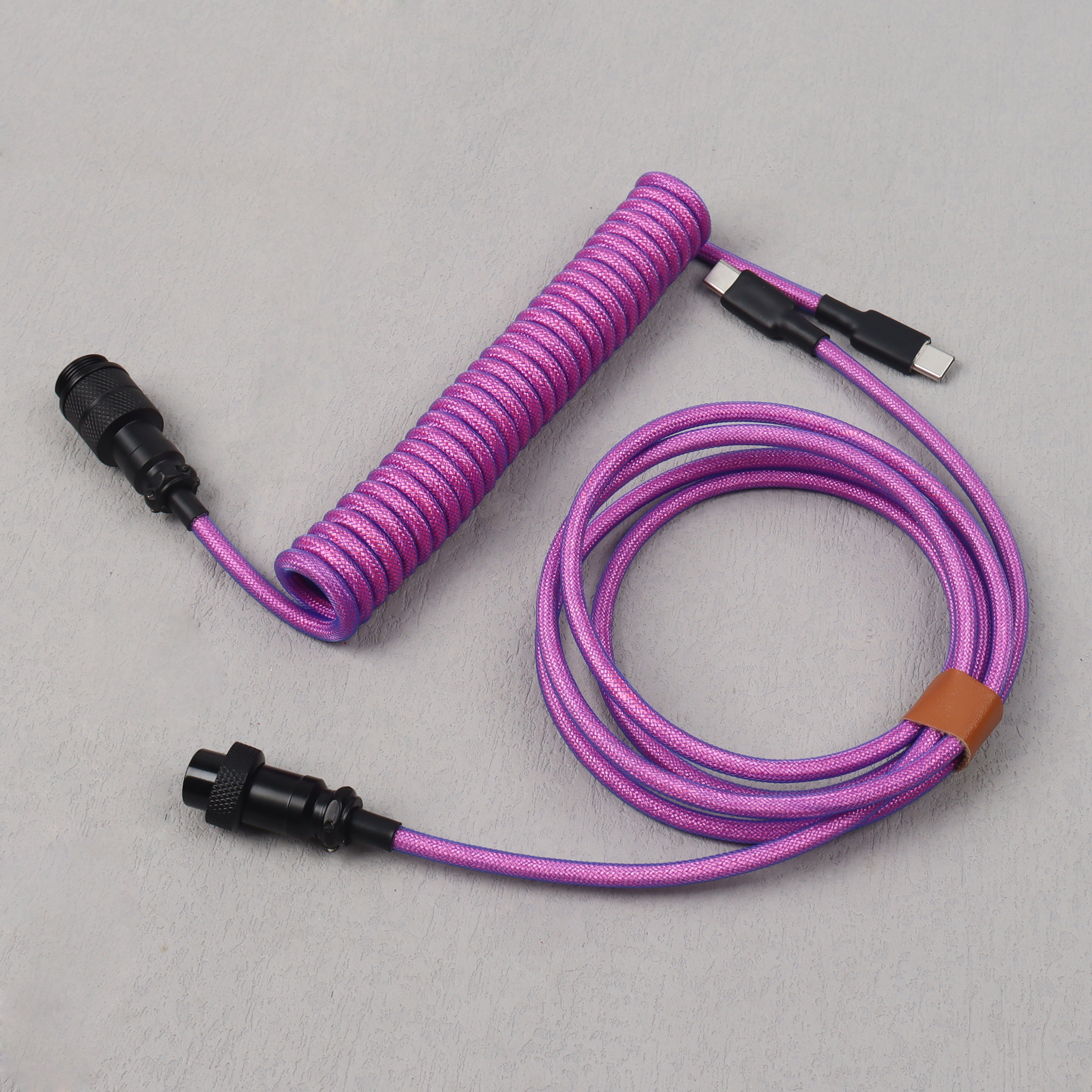 Cable en espiral estilo C a C, teclado mecánico tipo C, Cable de datos Usb C, conector de aviación para ordenador de escritorio de aviador GX16: Castaño
