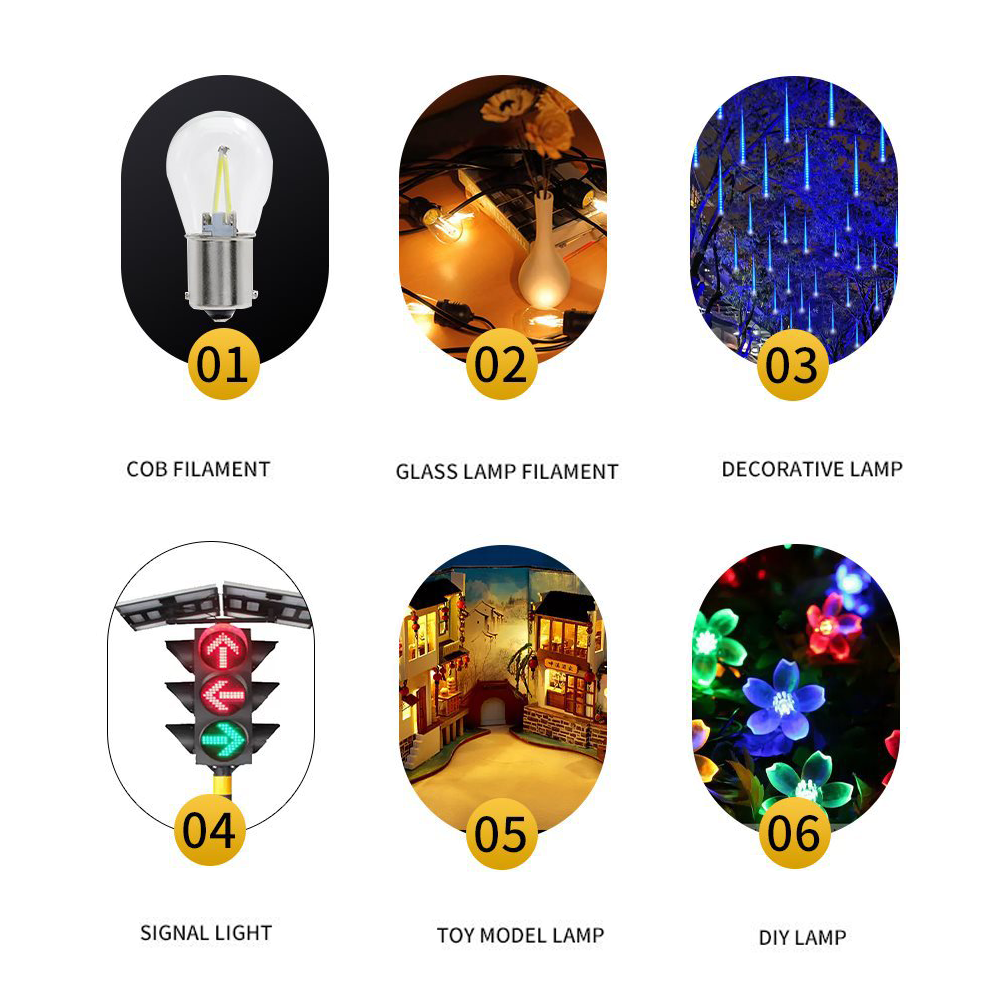 LED Filament Flexible DC3V 25 80 110 128 190 300mm bricolage Edison ampoule pièces de lampe positif négatif même fin bricolage décor lampe