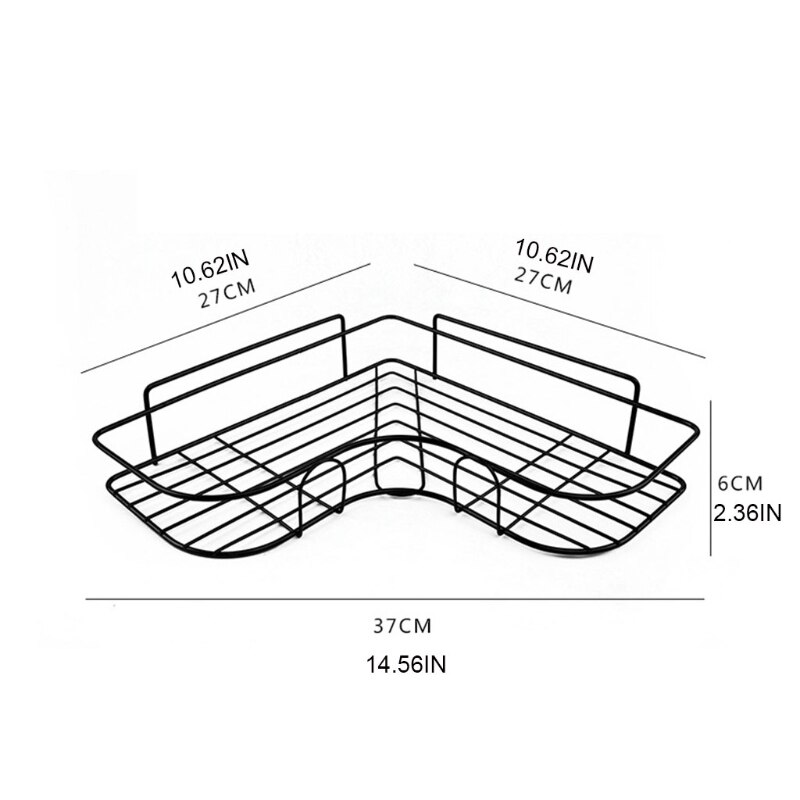 Self Adhesive Bathroom Shower Shelf Metal Wall Mounted Storage Organizer Rack Triangle Basket No Drilling