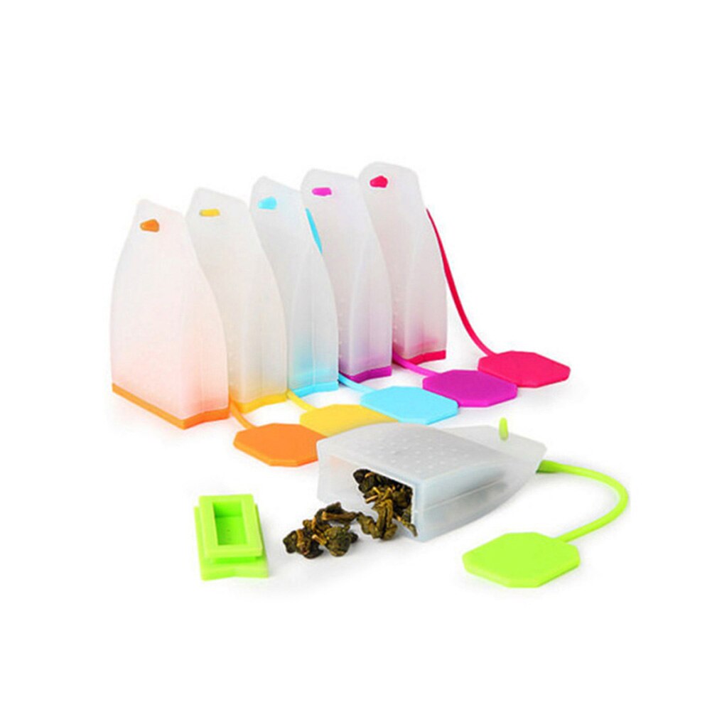 6pcs Silicone Reusable Tea Bag Tea Infuser Strainer Loose Leaf Filters Steeper for Tea Cups Mugs Teapots (Random Color)