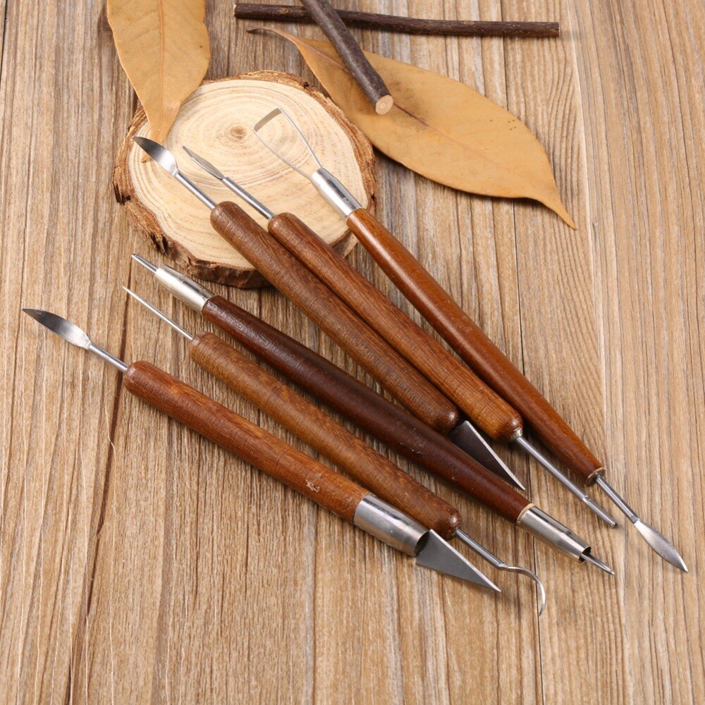 Nosii 6pcs/set Clay Sculpting Set Wax Carving Pottery Tools Shapers Polymer Modeling Assorted Pottery Clay Sculpting Tools Set