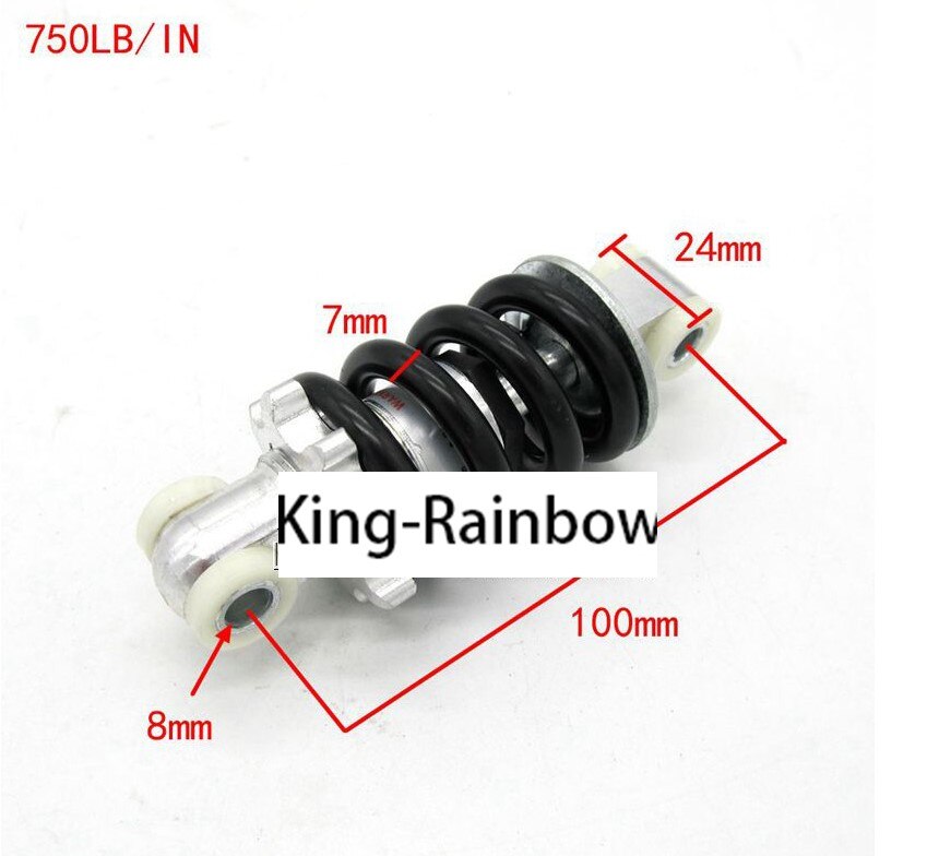 1pcs 1200LB/IN 750LB 650LB Motorcycle Air Shock Absorber Rear Suspension For 47cc 49cc Motor Scooter ATV Quad: 100MM 750LB