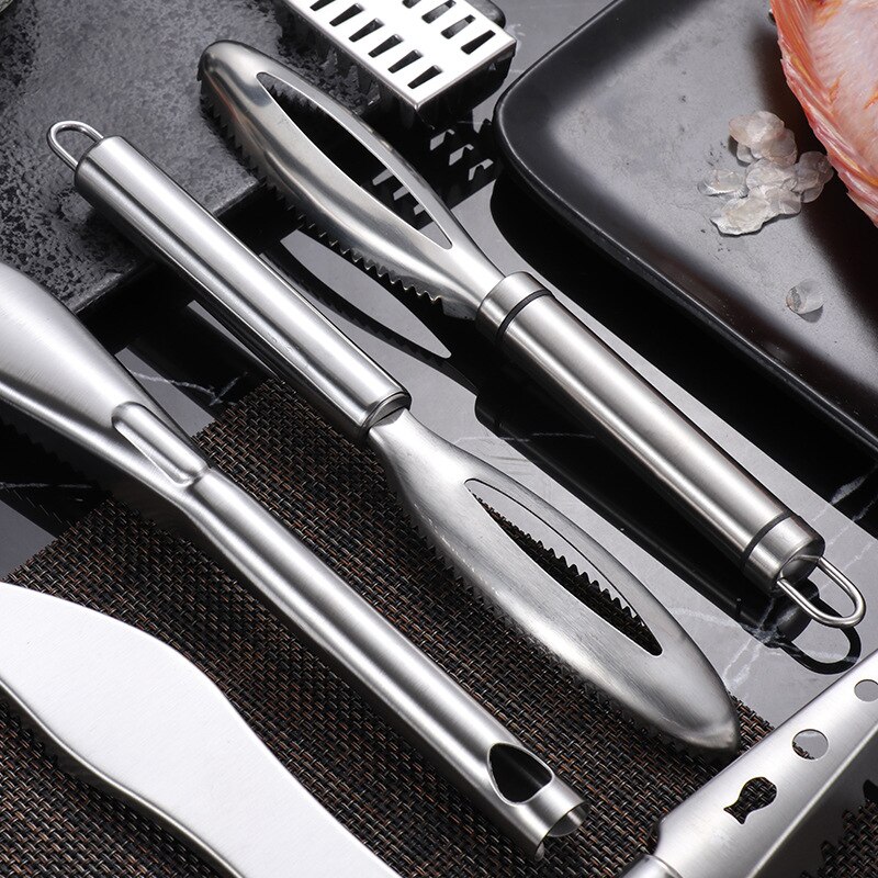 Kitchen Fish Cleaning Knife Cutter Stainless Steel Fish Scales Scraper Fish Scales Cleaning Brush Remove Kitchen Gadgets Acces