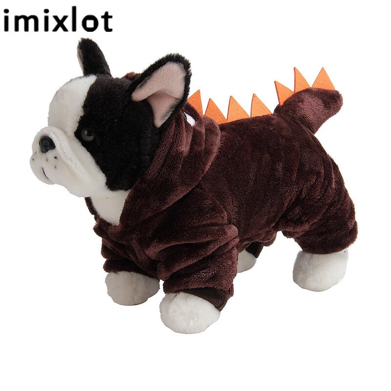 Imixlot Autumn and Winter Pet Clothes Funny Entertainment Cosplay Costumes Warm Velvet Clothing Dinosaurs Cosplay Jumpsuit