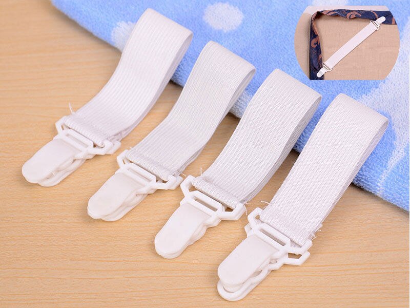 4Pcs Set Bed Sheet Mattress Bedspread Holder Grippers Straps Suspenders Elastic Fasteners