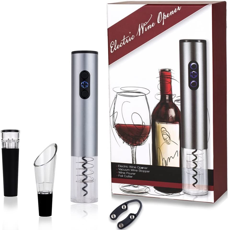 Ycoo Elektrische Wijn Opener Set Premium Rvs Automatische Kurkentrekker Met Folie Cutter, Vacuüm Stopper, Beluchter Wijn Schenker