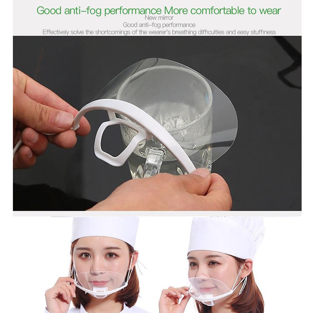 10pcs/Set Transparent Masks Permanent Anti Fog Catering Food Hotel Plastic Kitchen Restaurant Masks