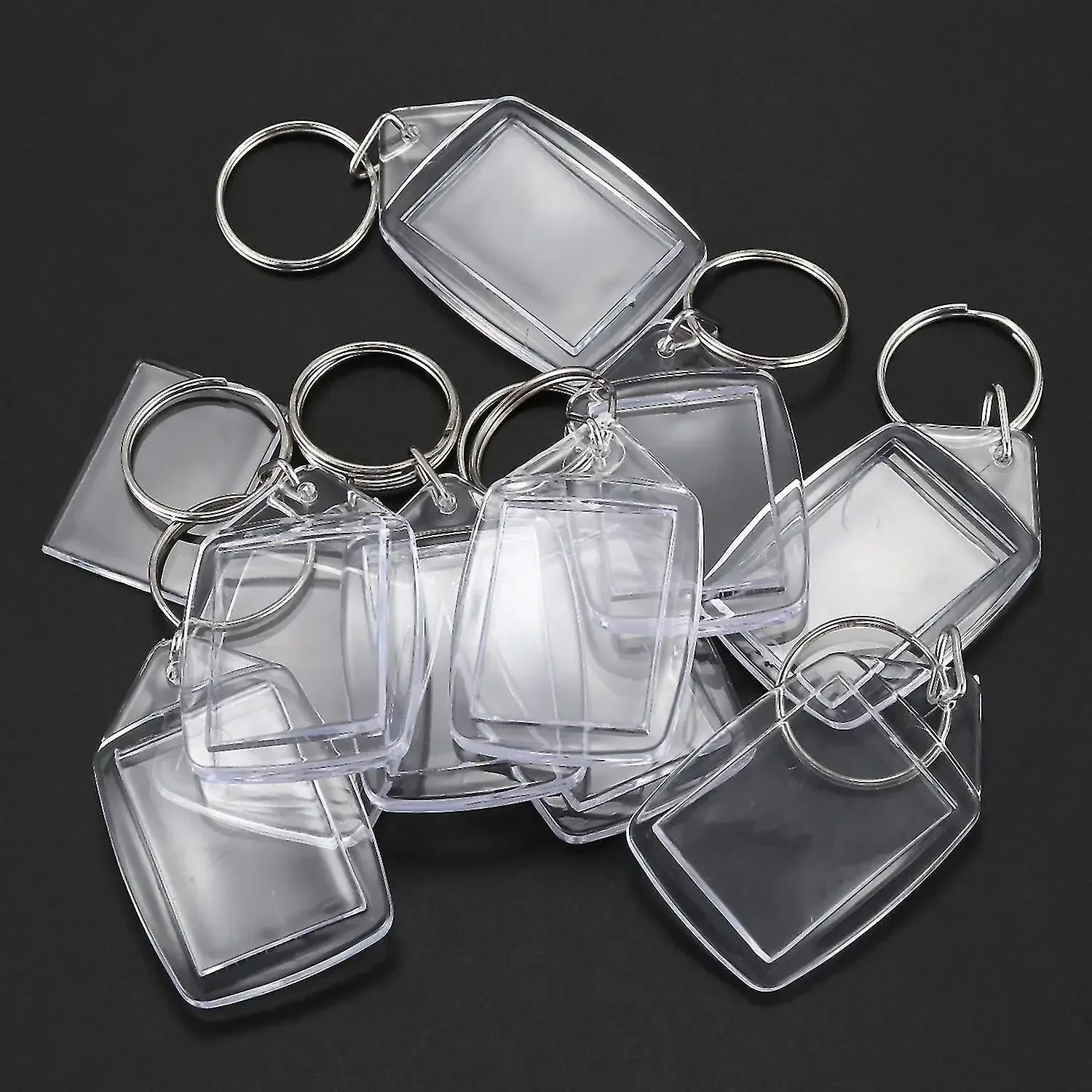 Klarer Acryl-Fotorahmen-Schlüsselanhänger, Foto-Einsatz, Schlüsselanhänger, blanko, rechteckig, DIY-Schlüsselanhänger, Bilderrahmen-Schlüsselanhänger mit geteiltem Ring