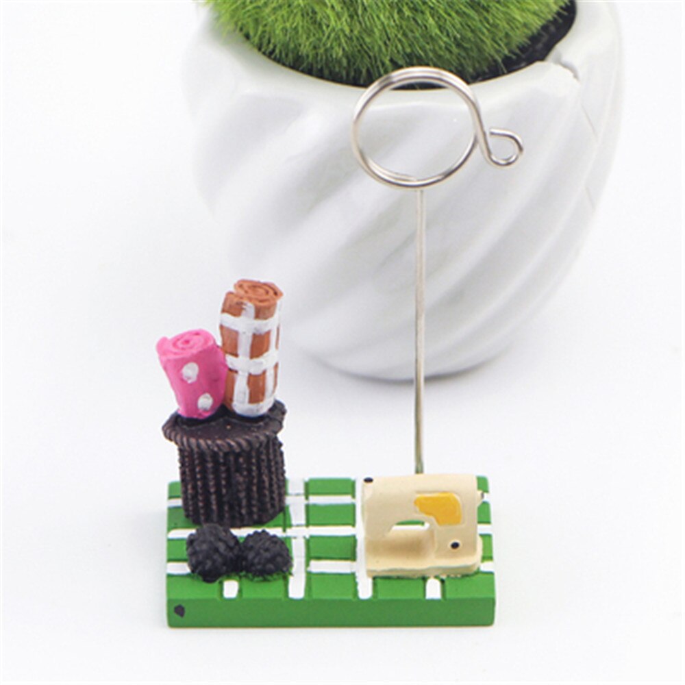 1pc Micro Landscape Card Holder Teapot Strawberry Tree Desktop Photo Memo Note Clip Kawaii Stationery Tickets Letter Holders: D