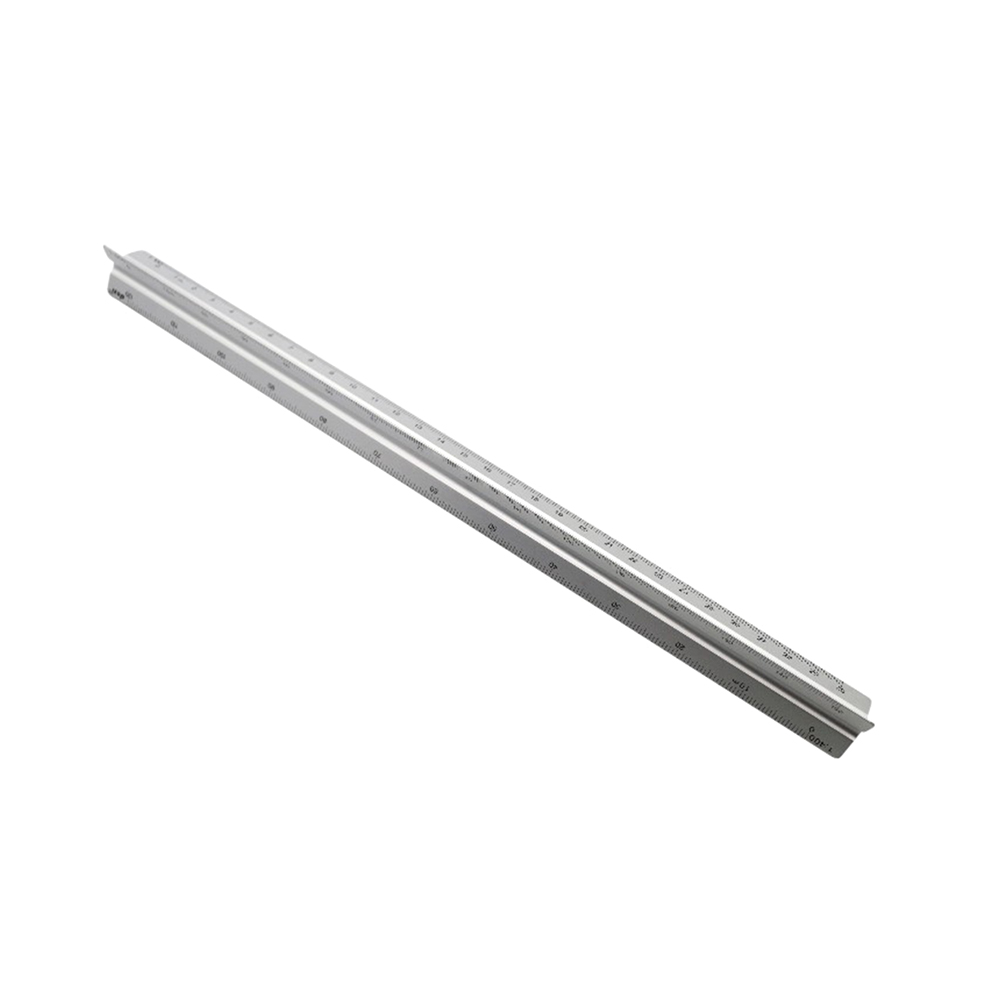 Aluminum triangular ruler aluminum 300mm scale for architects engineers school home and office: silver