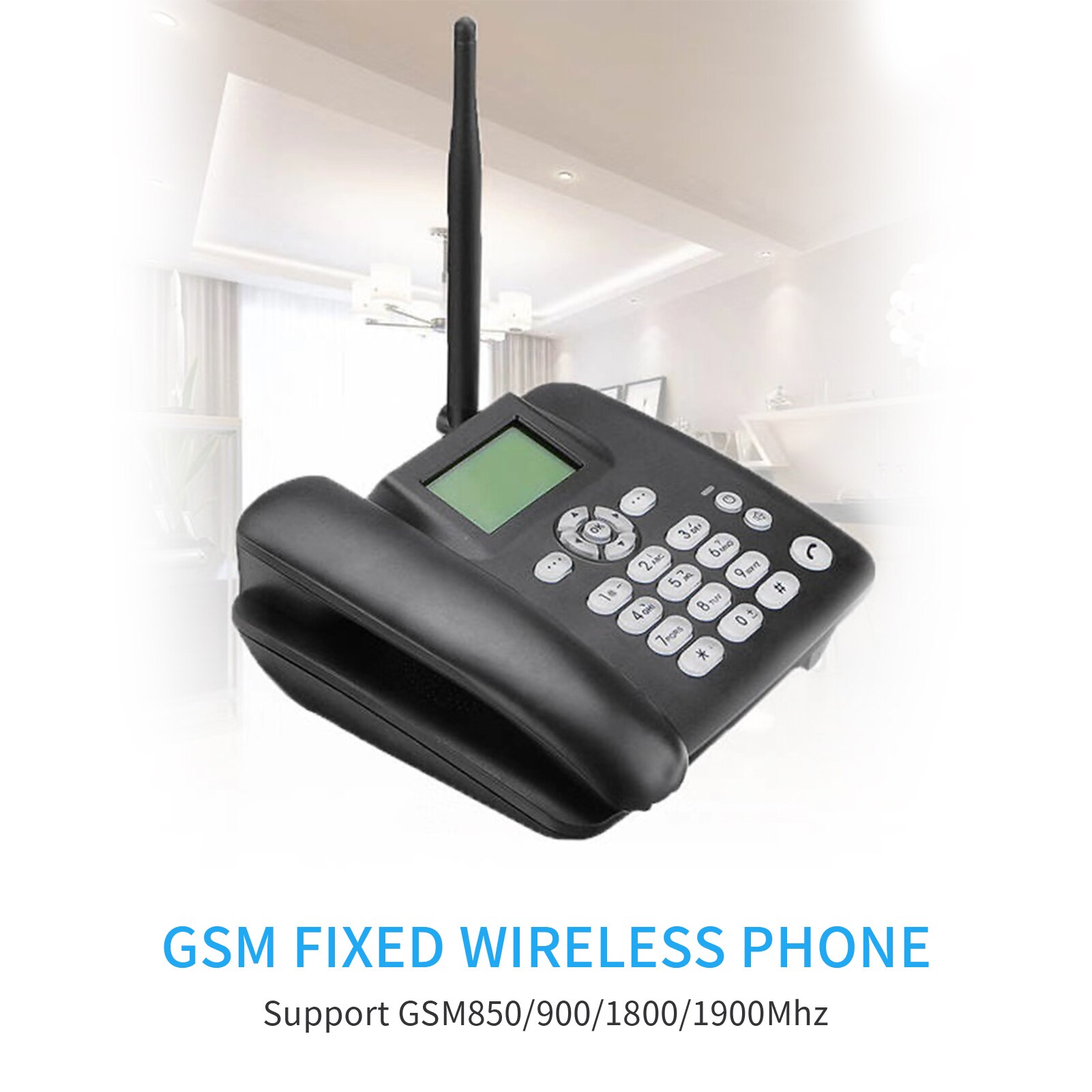 Fast trådlös telefon 4g stationär telefon simkort trådlös telefon med antenn radio väckarklocka sms funktion för callcenter