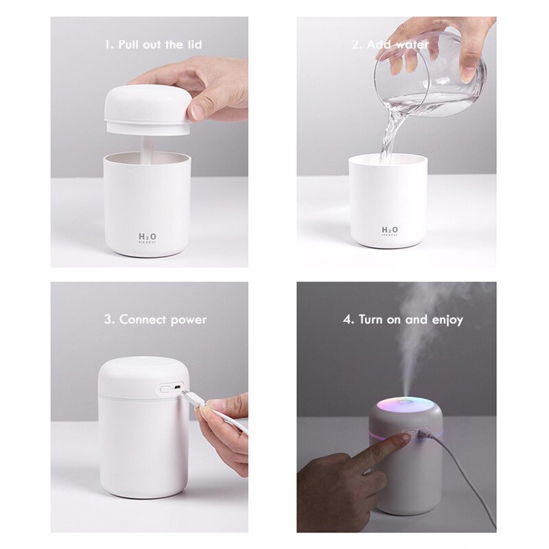 Usb mini proable ilmankostutin ultraääni aromiöljy eteerinen diffuusori sumukone värikkäällä valolla kotiautotoimistoon
