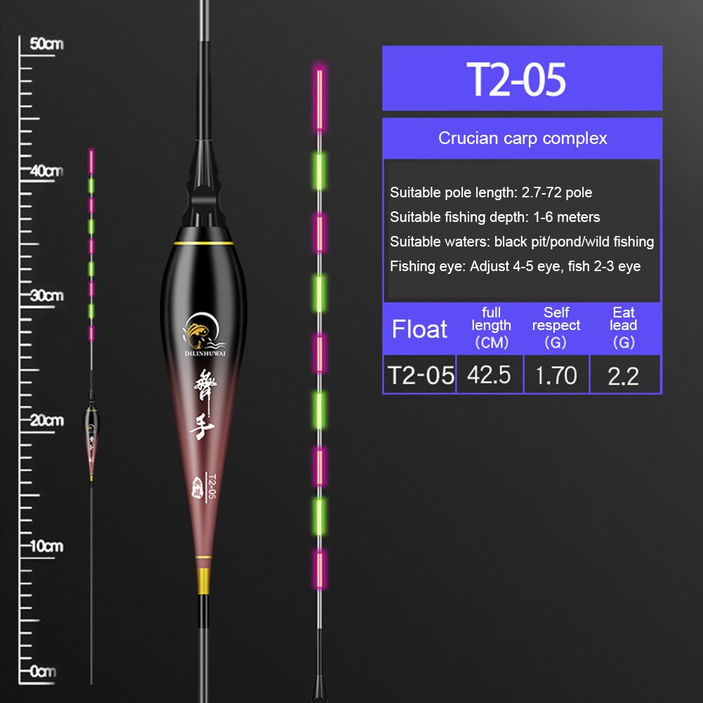 Smart Fishing Float Led Lichtgevende Elektrische Visdobbers Hoge Gevoeligheid Verdikte Stok Boei Bobber Lokken Vissen Accessoires: T2  05