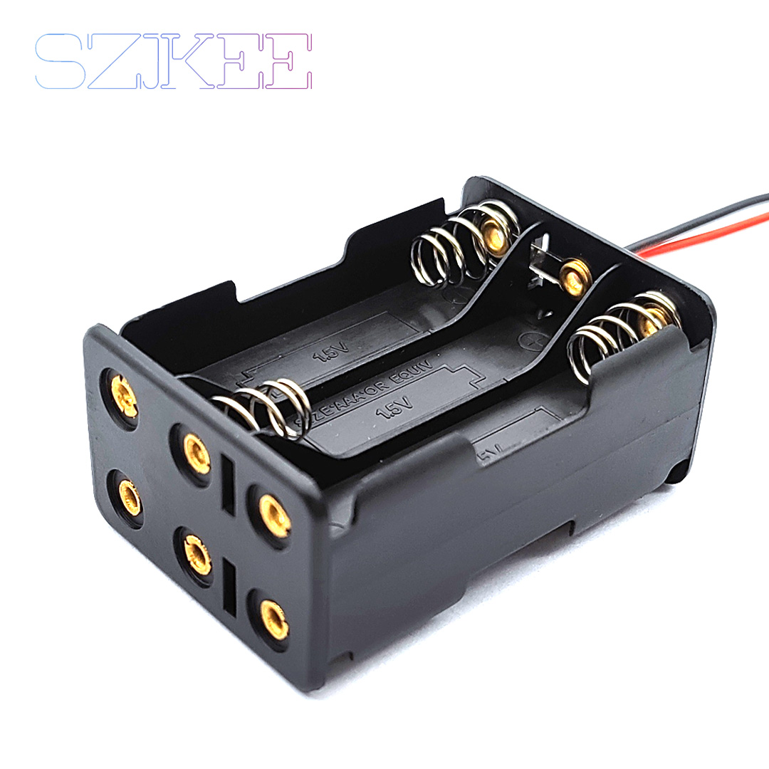 AAA Battery Holder AAA Double-Layer Battery Box AAA Battery Case AAA Box 4/6/8 Slots Battery Storage Box Series Connection: Blue
