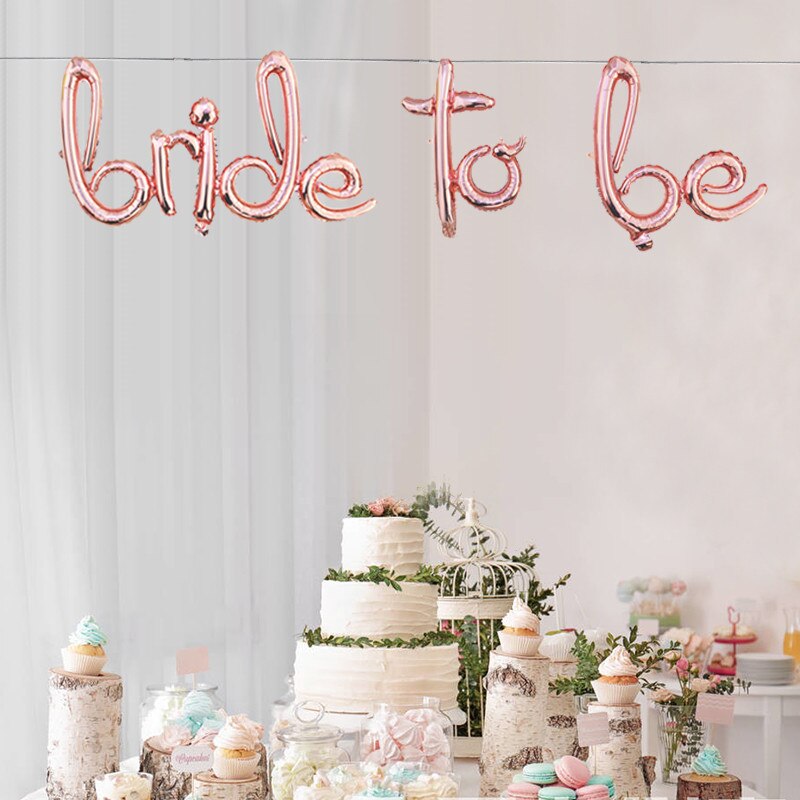 JQSYRISE 1 ensemble mariée à être Script lettre feuille ballon Bachelorette fête poule nuit décor fiançailles mariage mariée douche Supplie