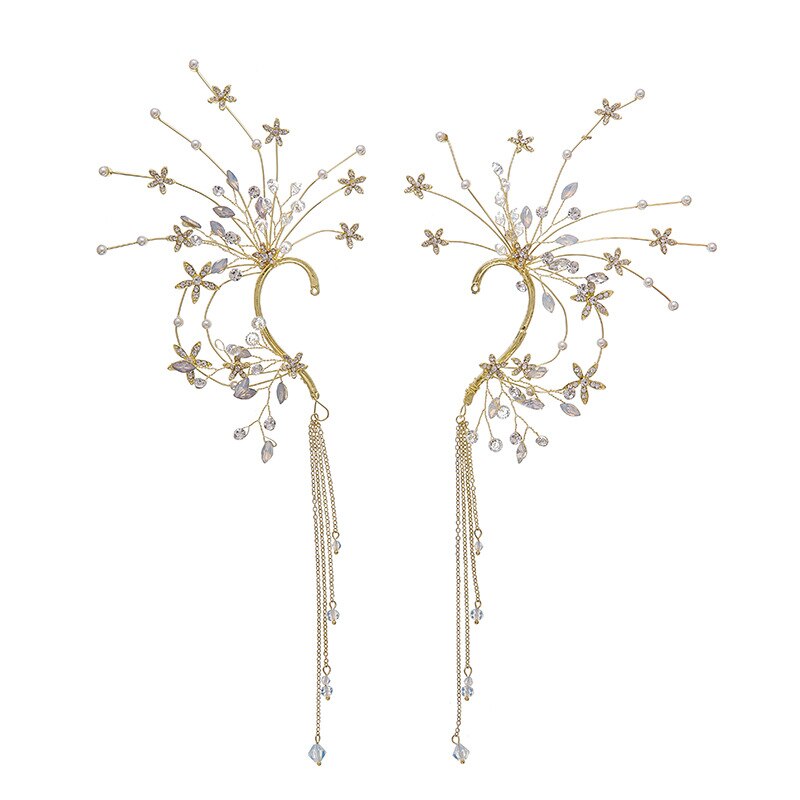 Bryllup brud øre henge krok hullløse øredobber øredobber til kvinner ikke gjennomboret dingle øredobber fest danse smykker tilbehør