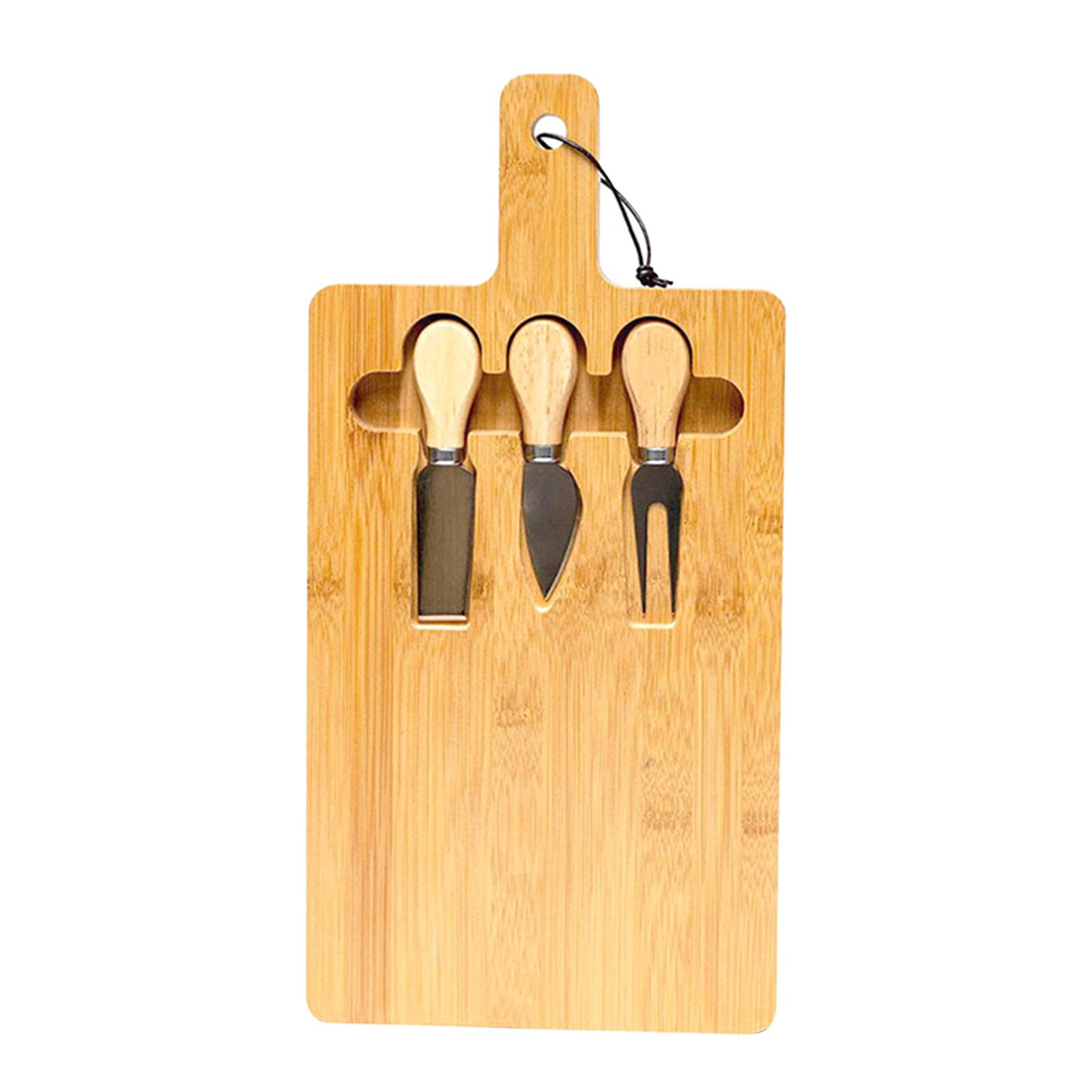 Kaas Board &amp; Mes Set Premium Bamboe Hout Board &amp; Slate Plaat