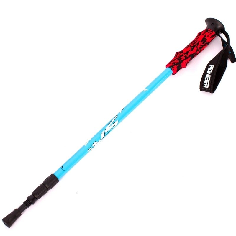 Pioneer 1 Pcs Anti Shock Hiking Walking Trekking Trail Pole Ultralight Aluminum Walking Stick with EVA Foam Handle: Blue