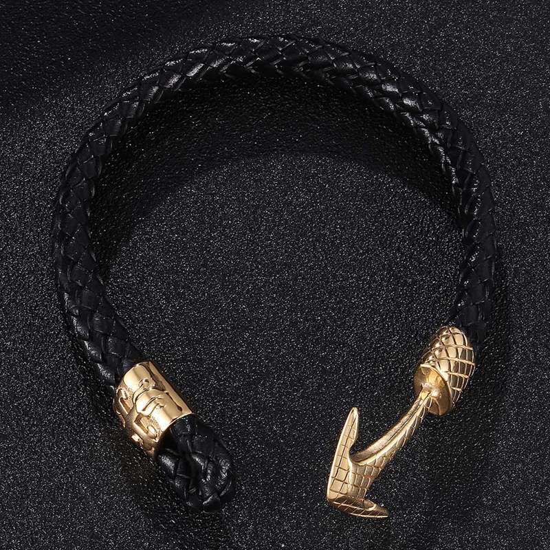 Trendy herre smykker sorte dobbeltlags flettet #39 armbånd rustfrit stål anker håndlavede armbånd armbånd  sp0759