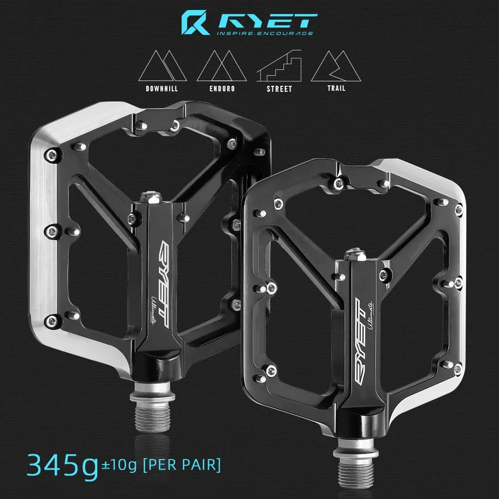 Pedali VTT RYET Piattaforma - Lega Ultraleggera - Cuscinetti DU Sigillati - Pedale Piatto Antiscivolo - 105x118x18mm