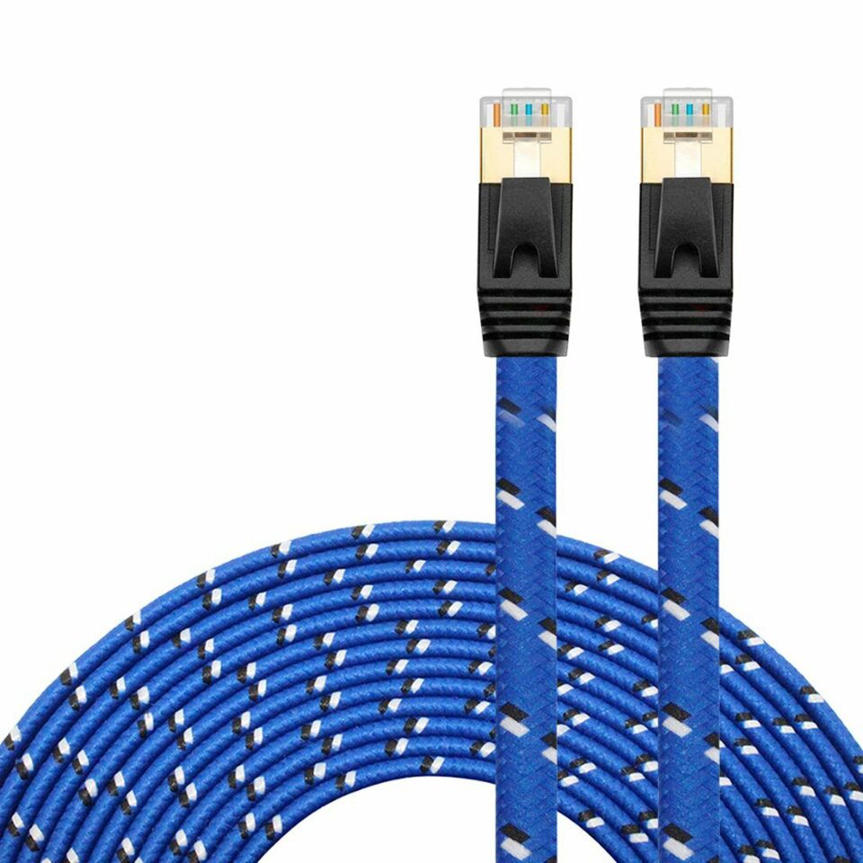 Cable Ethernet de red LAN de cobre puro blindado Cat 7 RJ45, cable de Internet con poliéster trenzado, 1M, 2M, 3M, 5m, 10m, 15m, 20m, 30m: Azul / 1 mes