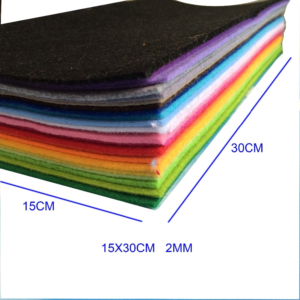 23 farver 30 x 15cm 2mm filt stof ikke vævet håndlavet nål fieltro hård tyk vilt manualidades gør det selv håndværk filt blomster materiale