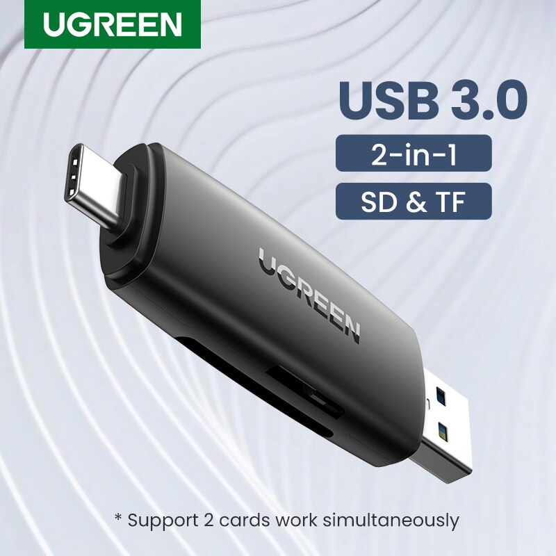 UGREEN 2-in-1 Geheugenkaartlezer USB 3.0 & USB-C