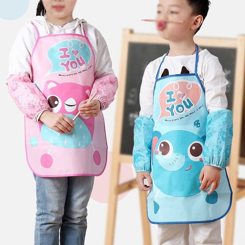 Kind Karikatur wasserdicht Gemälde Schürze Kinder ärmellos Coverall Gemälde Kleidung klein Lätzchen Lätzchen passen Haushalt Produkte