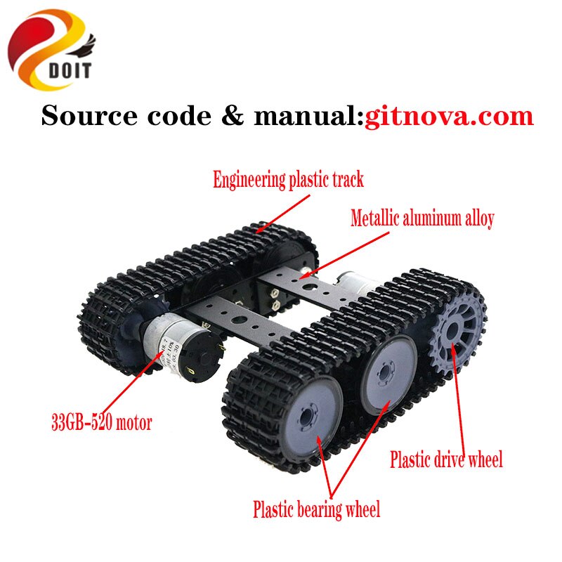 Unassembled Smart Crawler Robot Education Mini TP100 Metal RC Tank Chassis Kit High Torque 33GB-520 DC Motor DIY For Arduino