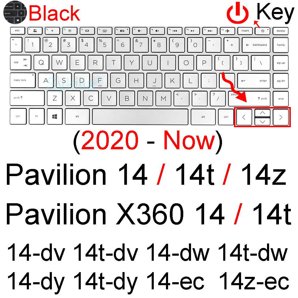 Keyboard Cover for HP Pavilion 14 X360 14t Touch 14t-dv 14t-dw 14t-dy 14-BA 14-BF 14-AB Silicone Protector Skin Case Accessories: Black 2020-Now
