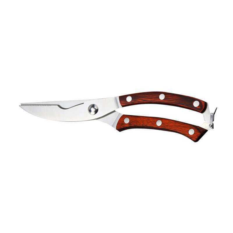 Kitchen Powerful Chicken Bone Scissors Chicken Duck Fish Cutter Shears Stainless Steel Scissors Scale Clean Cook Scissors Knife: Red wine-C