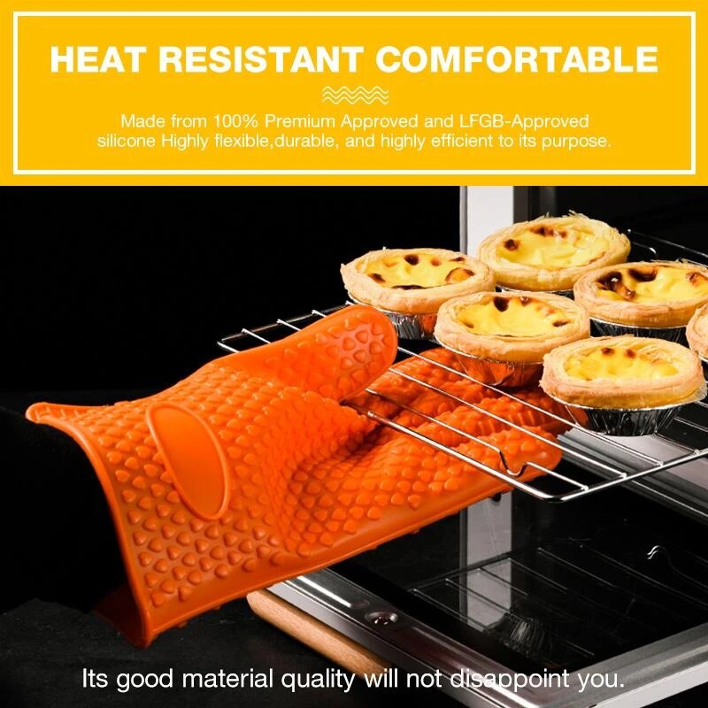 Food Grade Silicone Glove Kitchen Heat Resistant Glove Cooking Baking Gloves BBQ Oven Mitt Grilling Gloves Kitchen Accessories