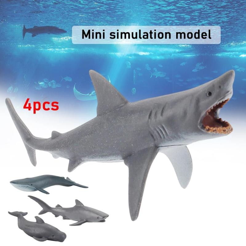 Mini Shark Speelgoed Mariene Leven Model Blue Whale Grote Witte Cognitieve Ornamenten Onderwijs Early Hand-Made Walvishaai