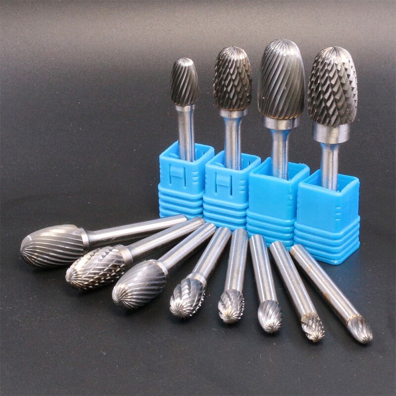 Double Cut EX Type Head Tungsten Carbide Rotary File Tools Drill Milling Carving Bit Tools Point Burr Die Grinder Abrasives Set